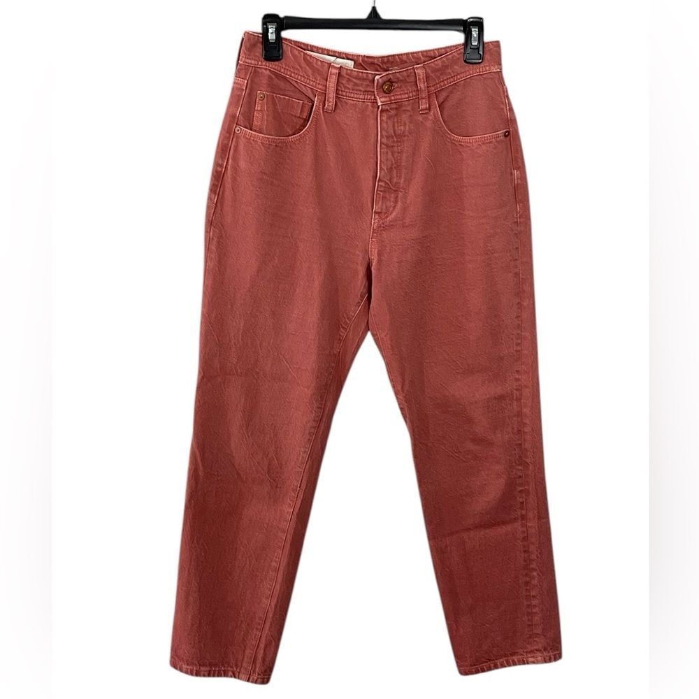 Anthropologie‎ Pilcro High Rise Cropped Jeans Sz 28 Dark Coral Denim